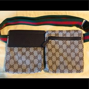 Gucci Monogram Canvas & Leather Waist Bag